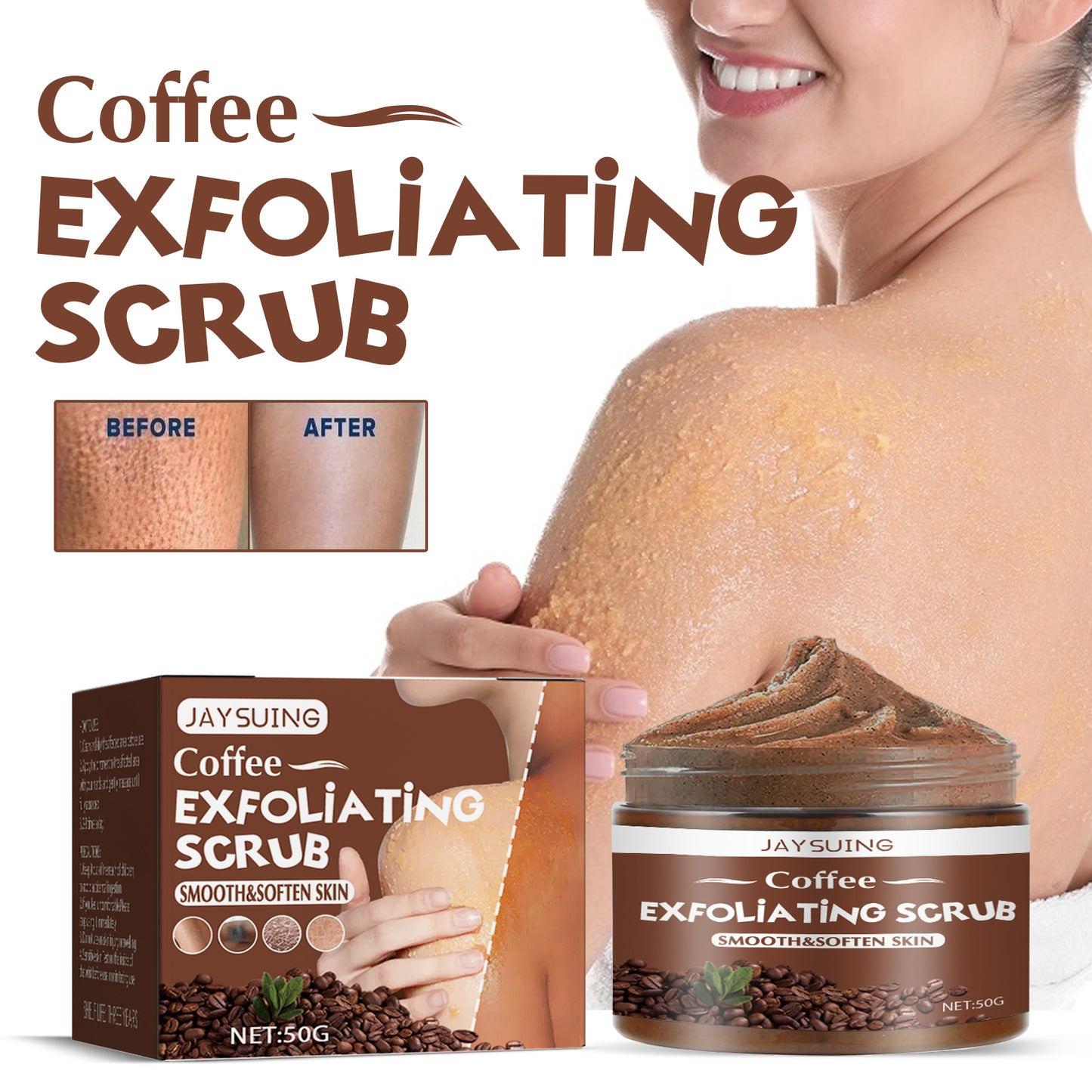 Jaysuing Coffee Scrub, Body Skin Cleansing Exfoliating, Tender Skin, Removing Melanin And Brightening Skin Scrub